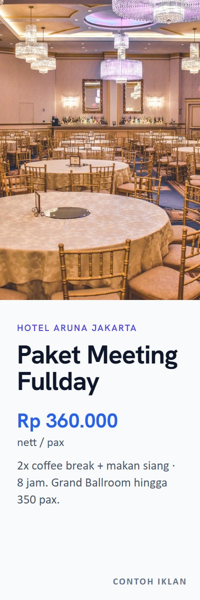 Paket meeting fullday di Hotel Aruna Jakarta, Rp 360.000 nett per orang