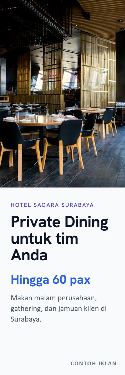 Private dining di Hotel Sagara Surabaya untuk hingga 60 orang